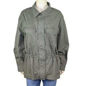 Old Navy Cinched Safari Jacket Womens L Military Inspired Utility Olive Green